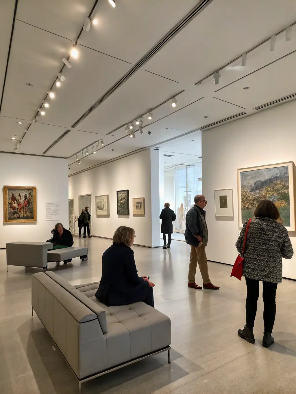 A visually appealing photograph of an art exhibition, featuring various artworks and attendees appreciating the displays. This image represents ZELIA's support for visual arts and cultural exhibitions.